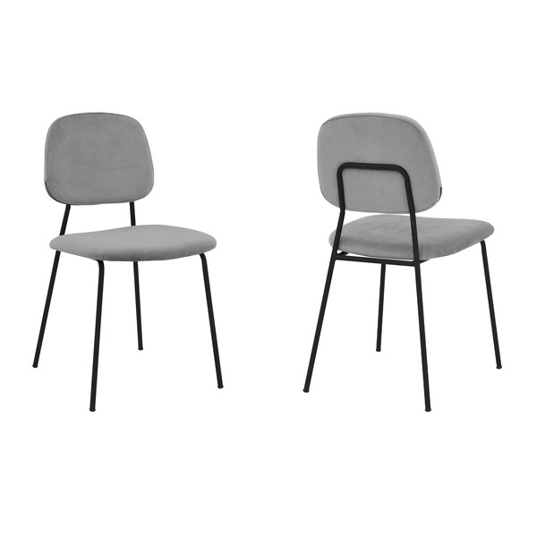 Armen Living Lucy Gray Velvet and Metal Dining Room Chairs, PK2 LCLCSIBLGR - main